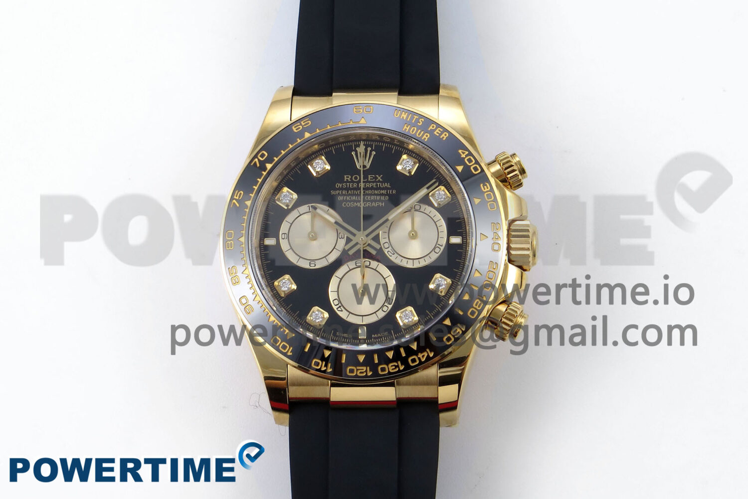 Daytona 126518 YG Clean 1:1 Best Edition 904L Black/YG Diamond Dial on Oysterflex Rubber Strap SH4131 - Image 1