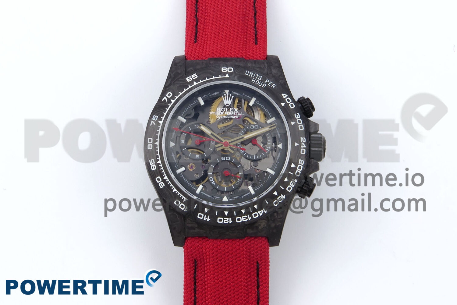 Daytona Diw 40mm N6F 1:1 Best Edition Gray Skeleton Dial Red Nylon Strap DD4801 - Image 1