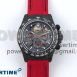 Daytona Diw 40mm N6F 1:1 Best Edition Gray Skeleton Dial Red Nylon Strap DD4801