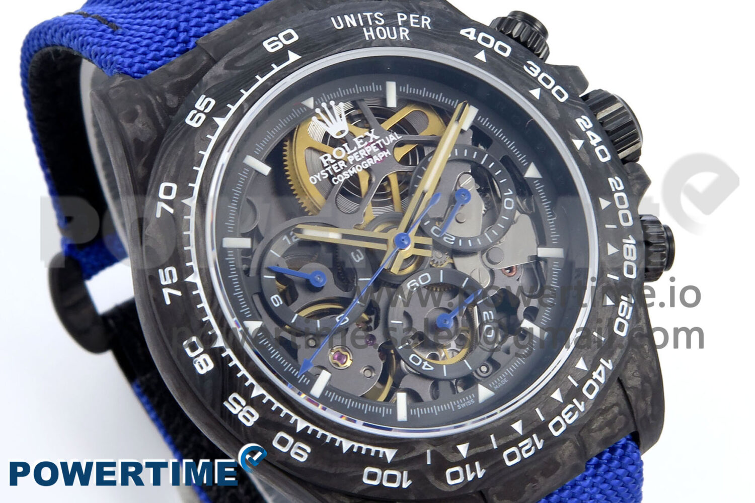 Daytona Diw 40mm N6F 1:1 Best Edition Gray Skeleton Dial Blue Nylon Strap DD4801 - Image 2