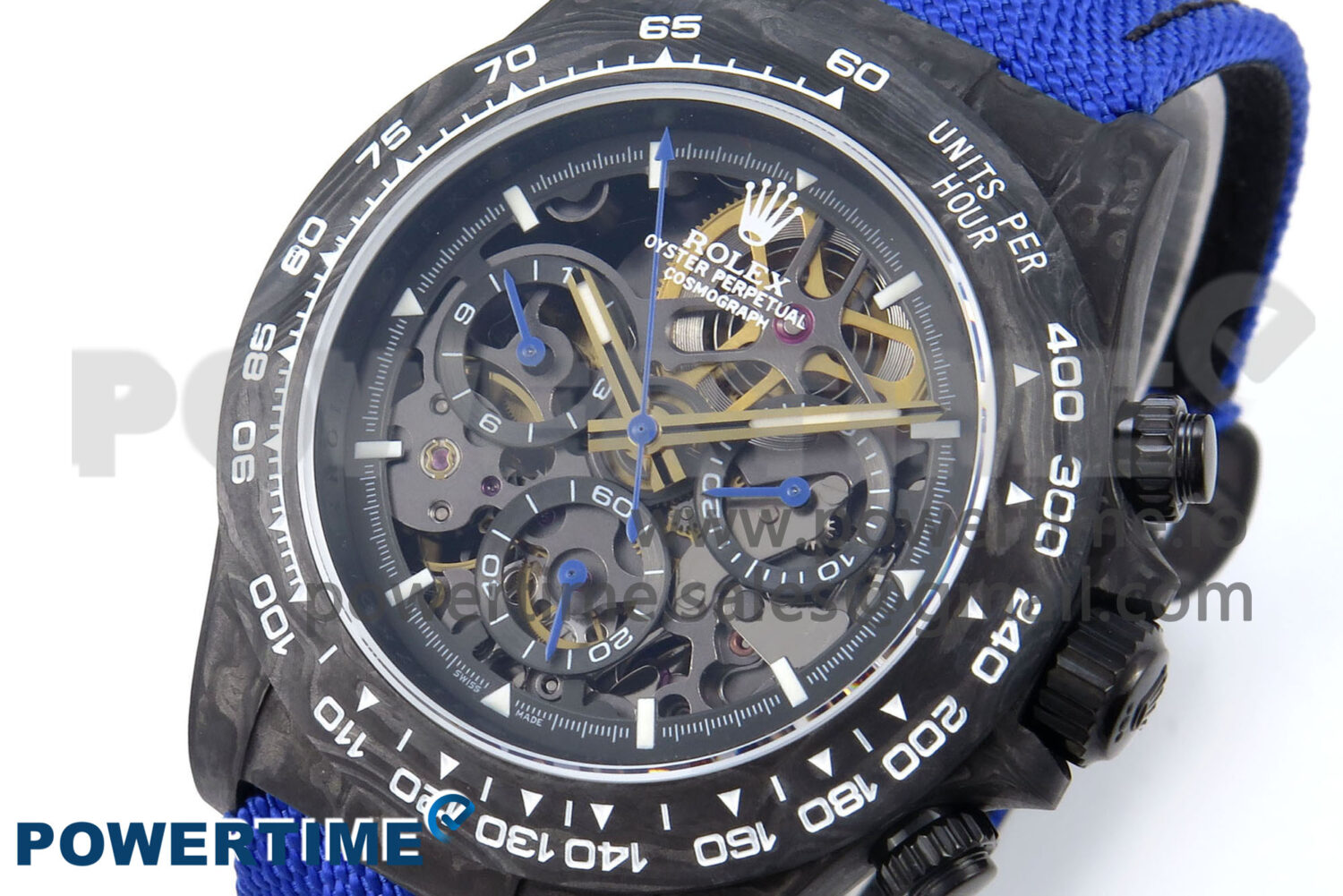 Daytona Diw 40mm N6F 1:1 Best Edition Gray Skeleton Dial Blue Nylon Strap DD4801 - Image 3