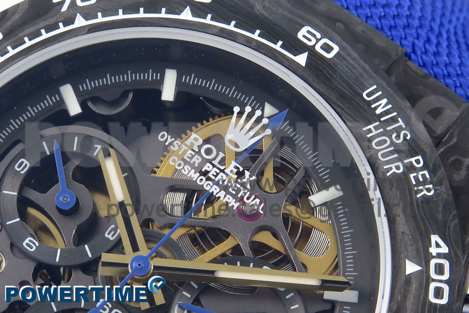 Daytona Diw 40mm N6F 1:1 Best Edition Gray Skeleton Dial Blue Nylon Strap DD4801 - Image 4
