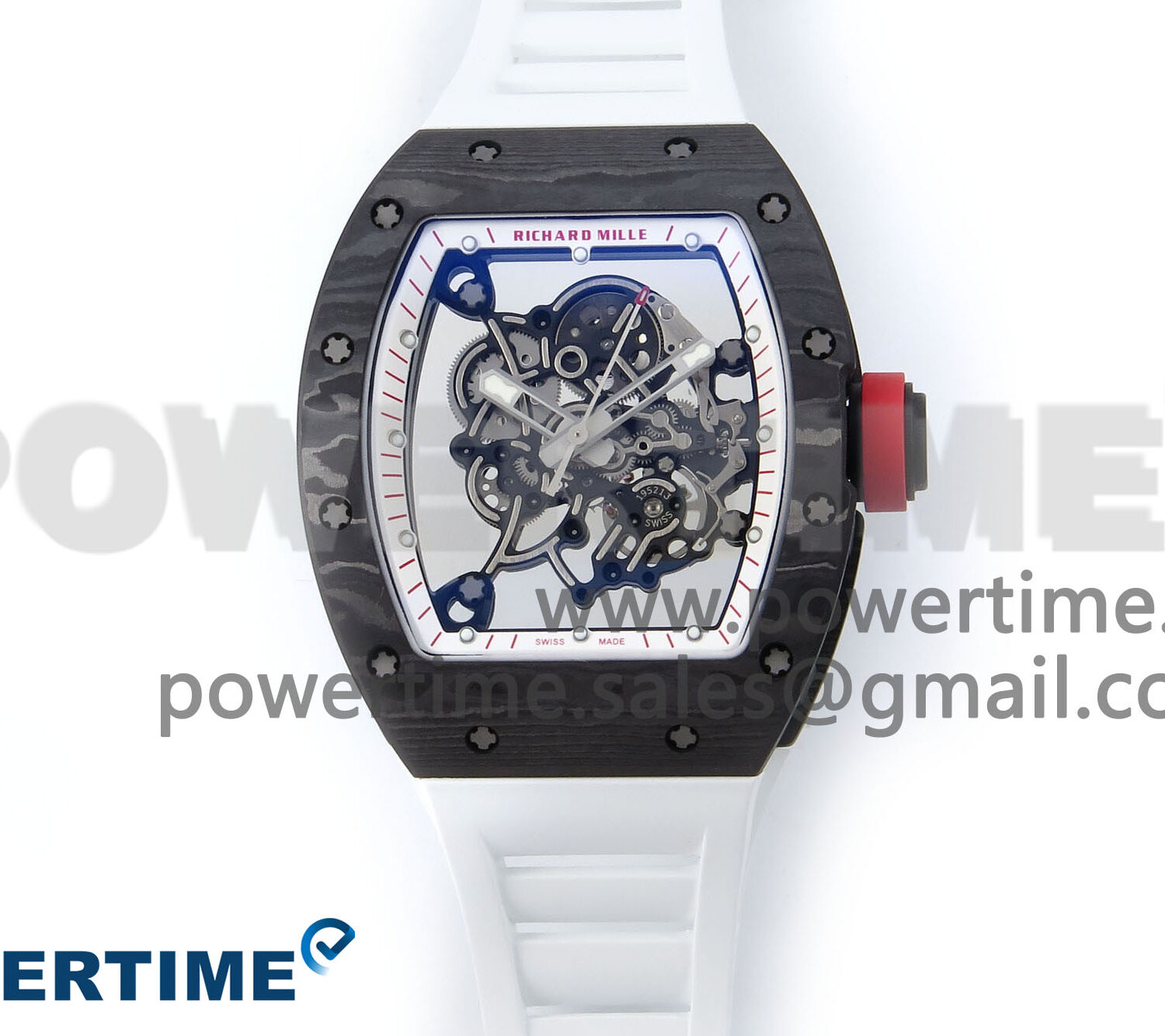 RM055 NTPT APSF 1:1 Best Edition White Bezel Red Crown on Rubber Strap RMUL2 Super Clone