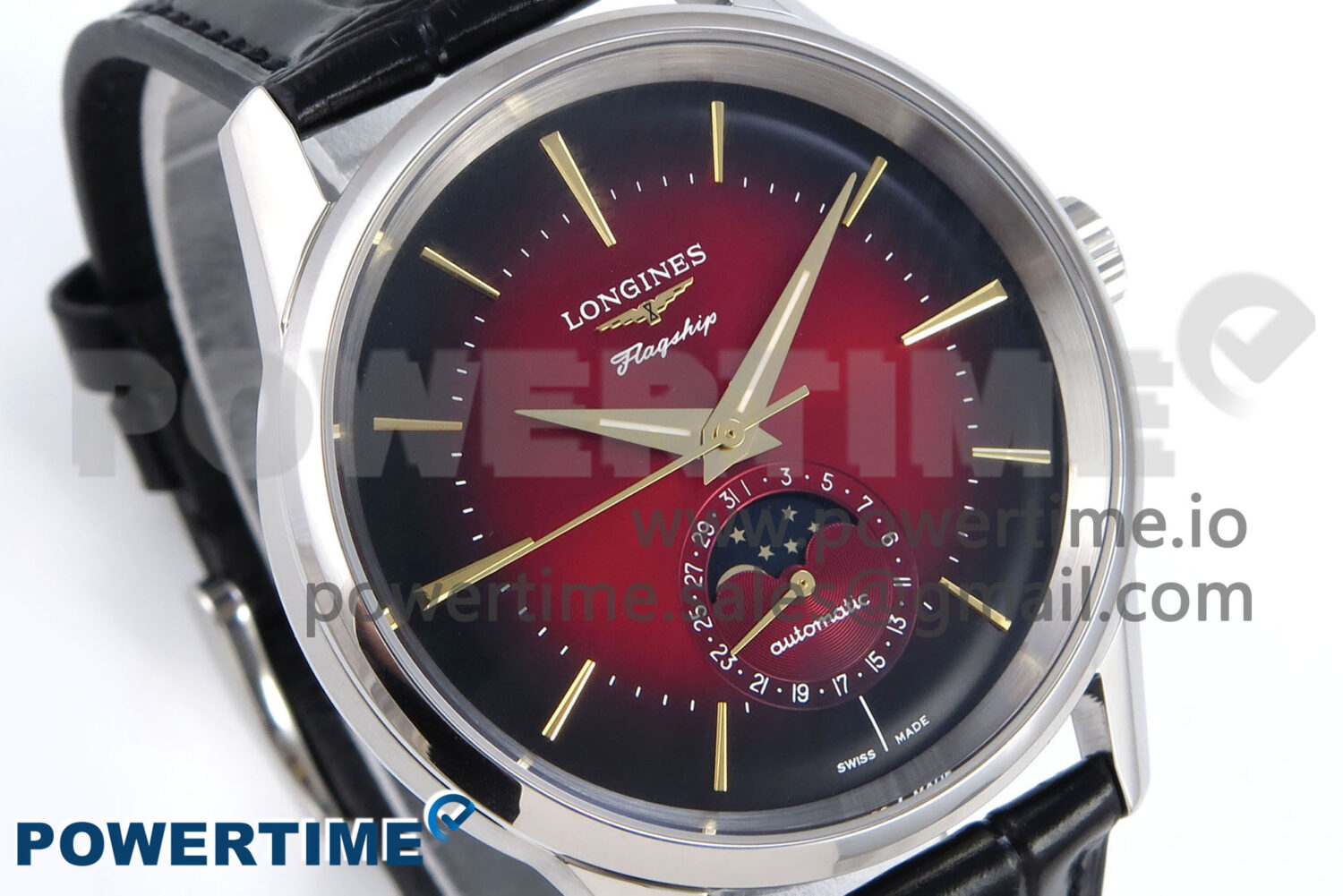 Flagship Heritage Moonphase SS APSF 1:1 Best Edition Red Dial on Black Leather Strap A2892 - Image 2