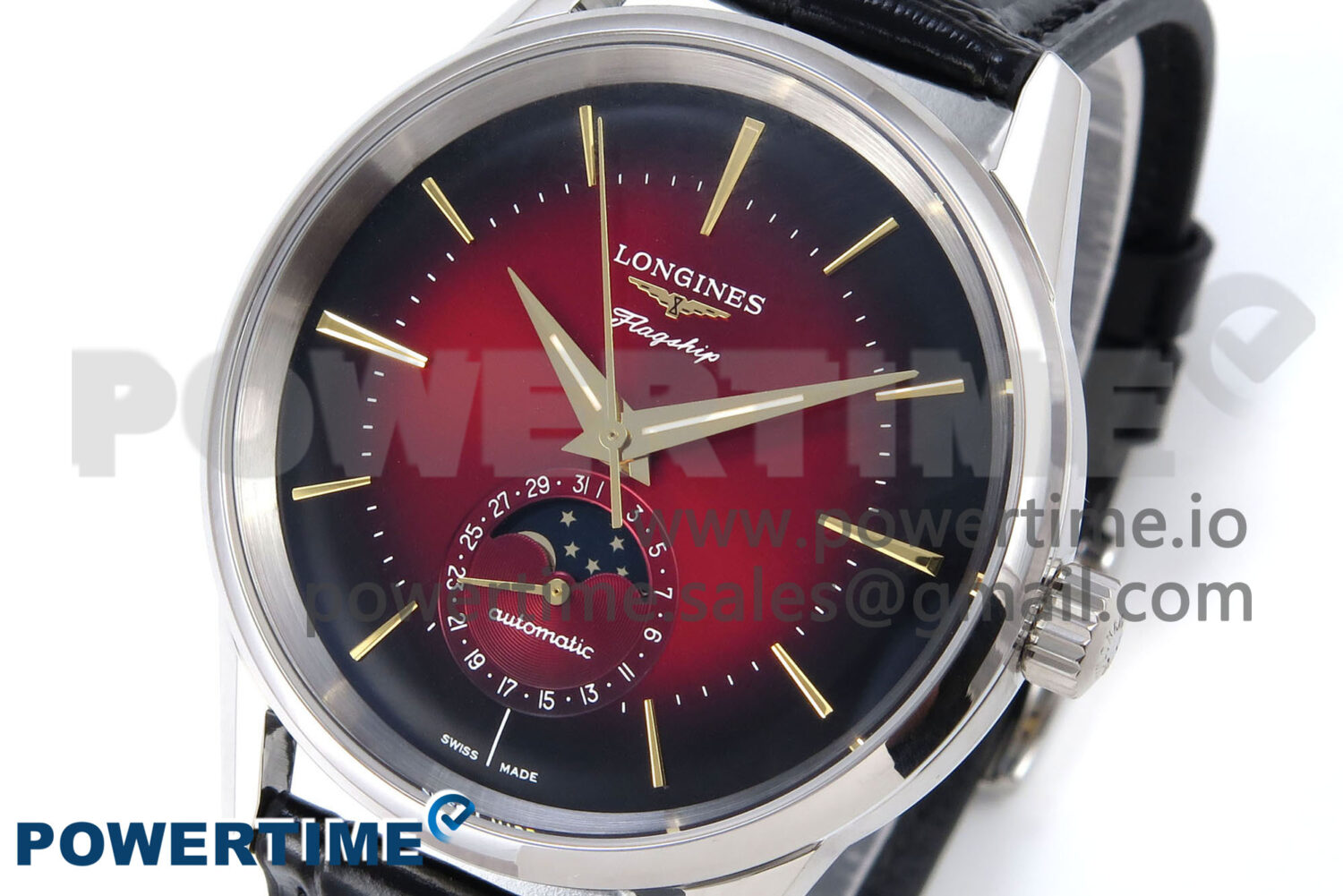 Flagship Heritage Moonphase SS APSF 1:1 Best Edition Red Dial on Black Leather Strap A2892 - Image 3