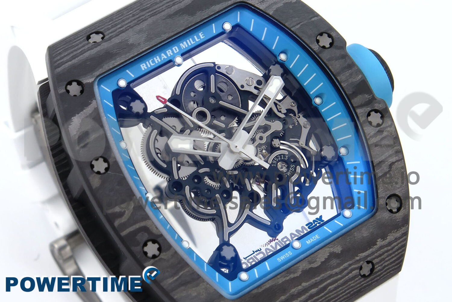 RM055 NTPT APSF 1:1 Best Edition White Bezel Blue Crown on Rubber Strap RMUL2 Super Clon - Image 2