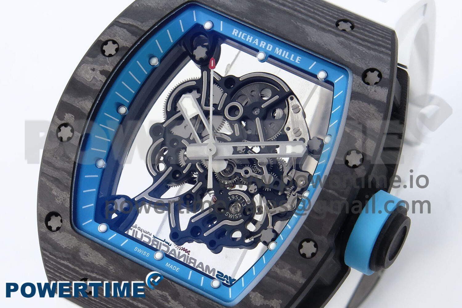 RM055 NTPT APSF 1:1 Best Edition White Bezel Blue Crown on Rubber Strap RMUL2 Super Clon - Image 3