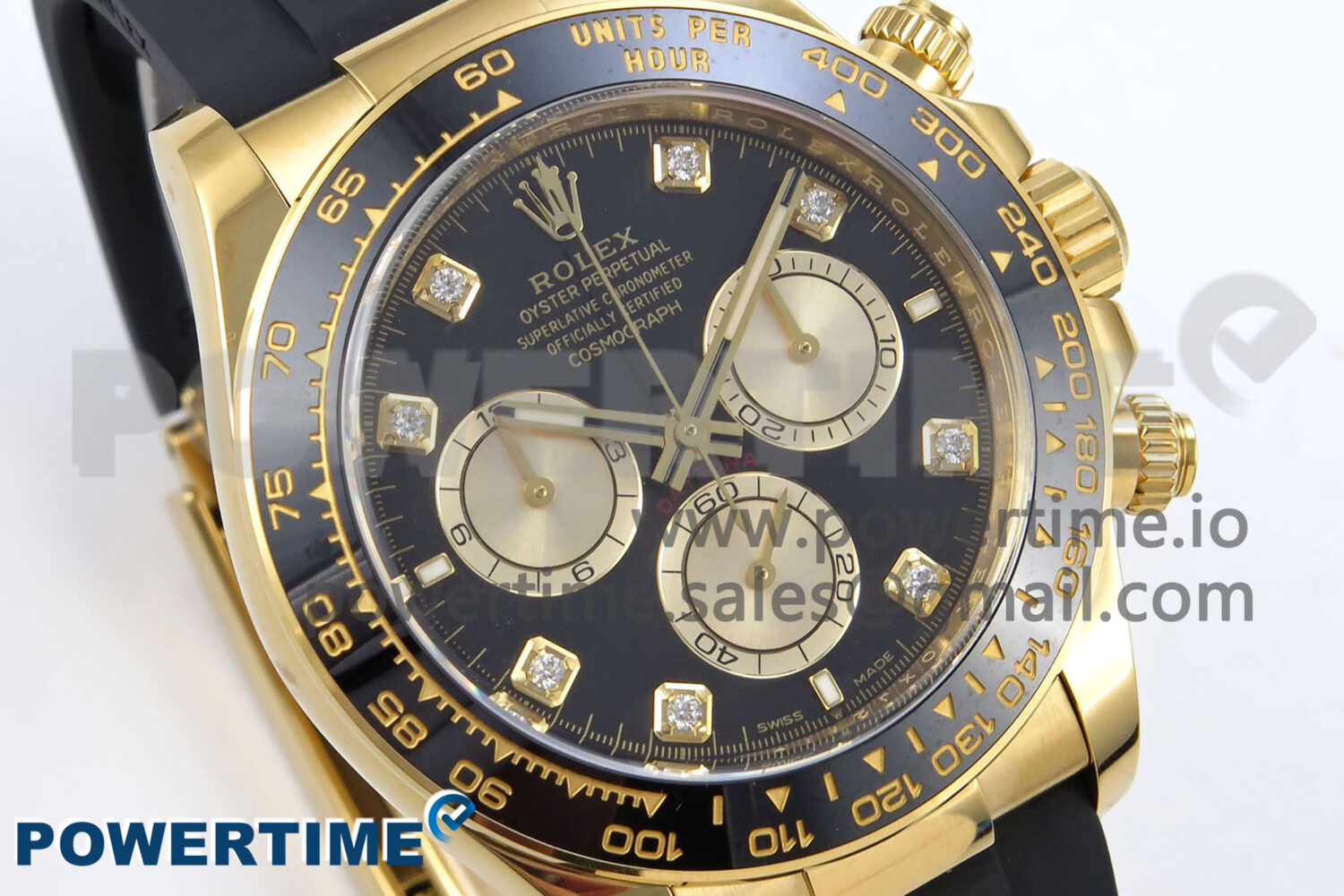 Daytona 126518 YG Clean 1:1 Best Edition 904L Black/YG Diamond Dial on Oysterflex Rubber Strap SH4131 - Image 2