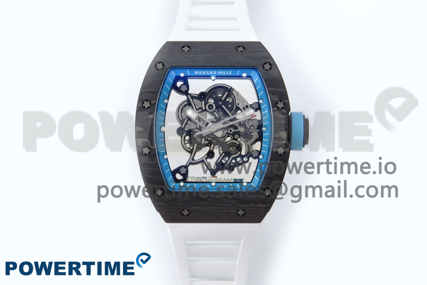 RM055 NTPT APSF 1:1 Best Edition White Bezel Blue Crown on Rubber Strap RMUL2 Super Clon - Image 1