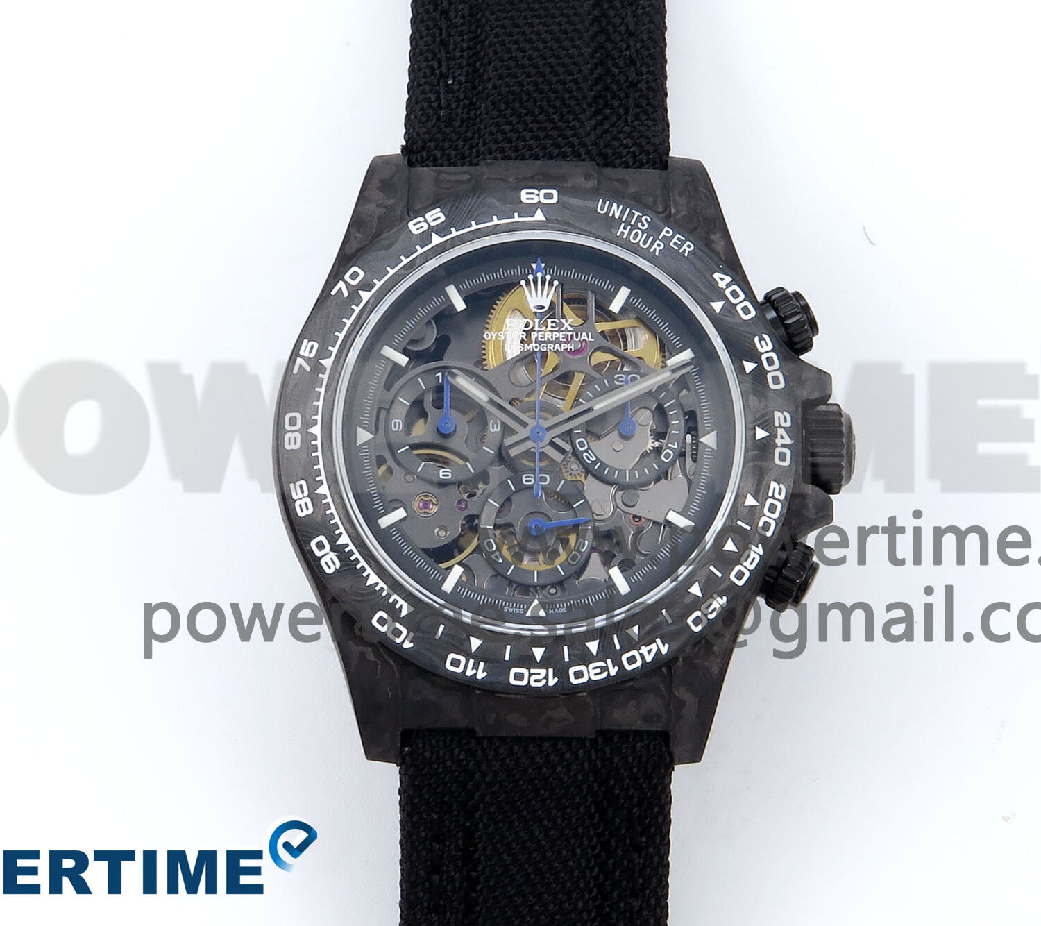 Daytona Diw 40mm N6F 1:1 Best Edition Gray Skeleton Dial Black Nylon Strap DD4801