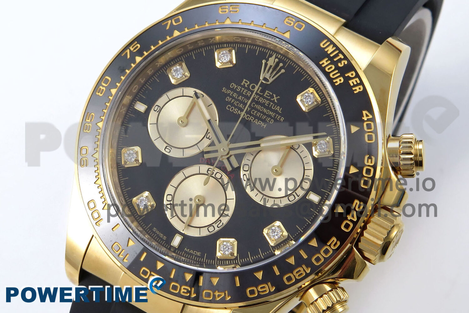 Daytona 126518 YG Clean 1:1 Best Edition 904L Black/YG Diamond Dial on Oysterflex Rubber Strap SH4131 - Image 3