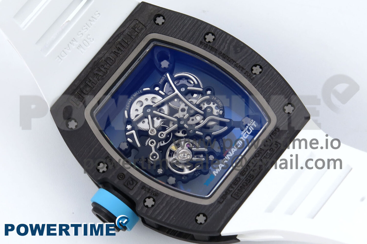 RM055 NTPT APSF 1:1 Best Edition White Bezel Blue Crown on Rubber Strap RMUL2 Super Clon - Image 8