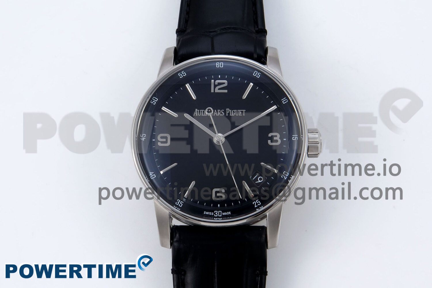 Code 11.59 SS 15210 APSF 1:1 Best Edition Black Dial on Black Leather Strap SA4302 Super Clone - Image 1