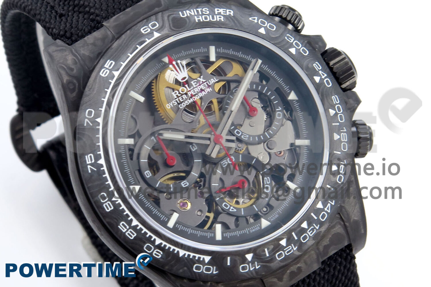Daytona Diw 40mm N6F 1:1 Best Edition Gray Skeleton Dial Black Nylon Strap DD4801 - Image 2