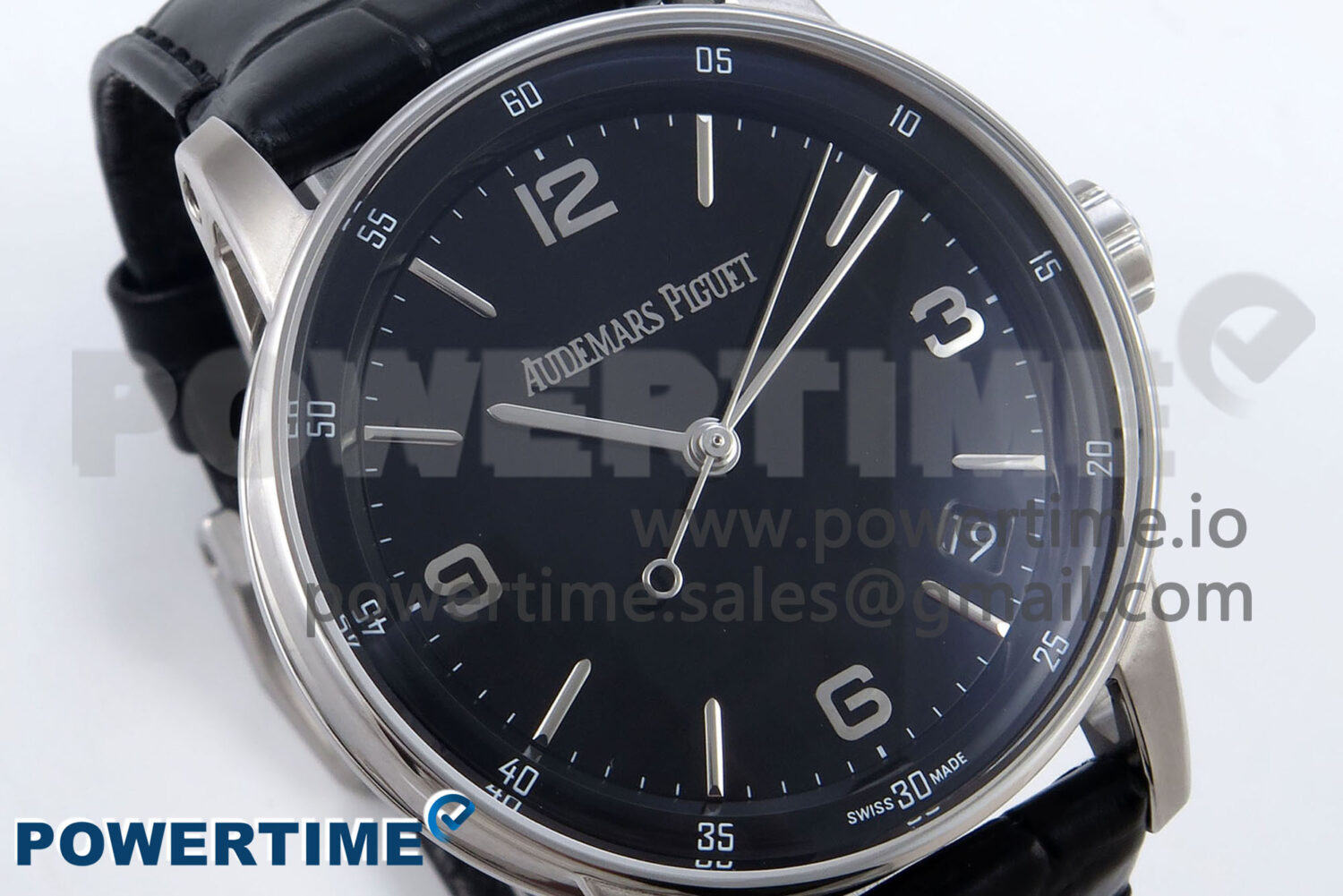 Code 11.59 SS 15210 APSF 1:1 Best Edition Black Dial on Black Leather Strap SA4302 Super Clone - Image 2