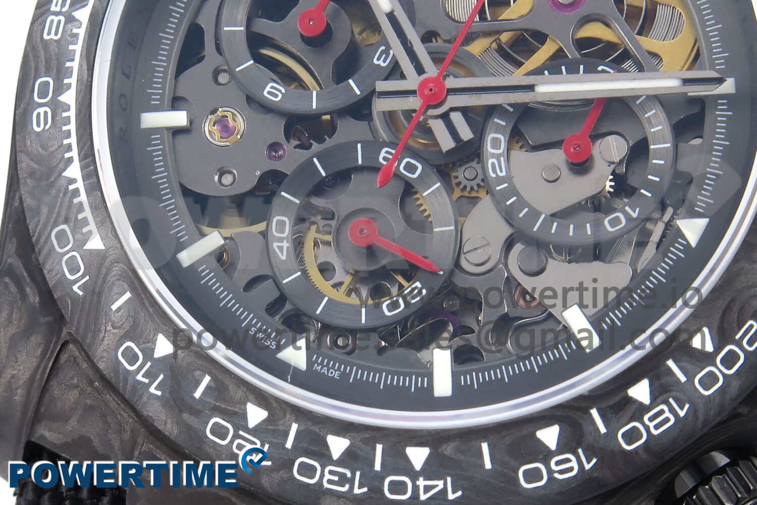 Daytona Diw 40mm N6F 1:1 Best Edition Gray Skeleton Dial Black Nylon Strap DD4801 - Image 5