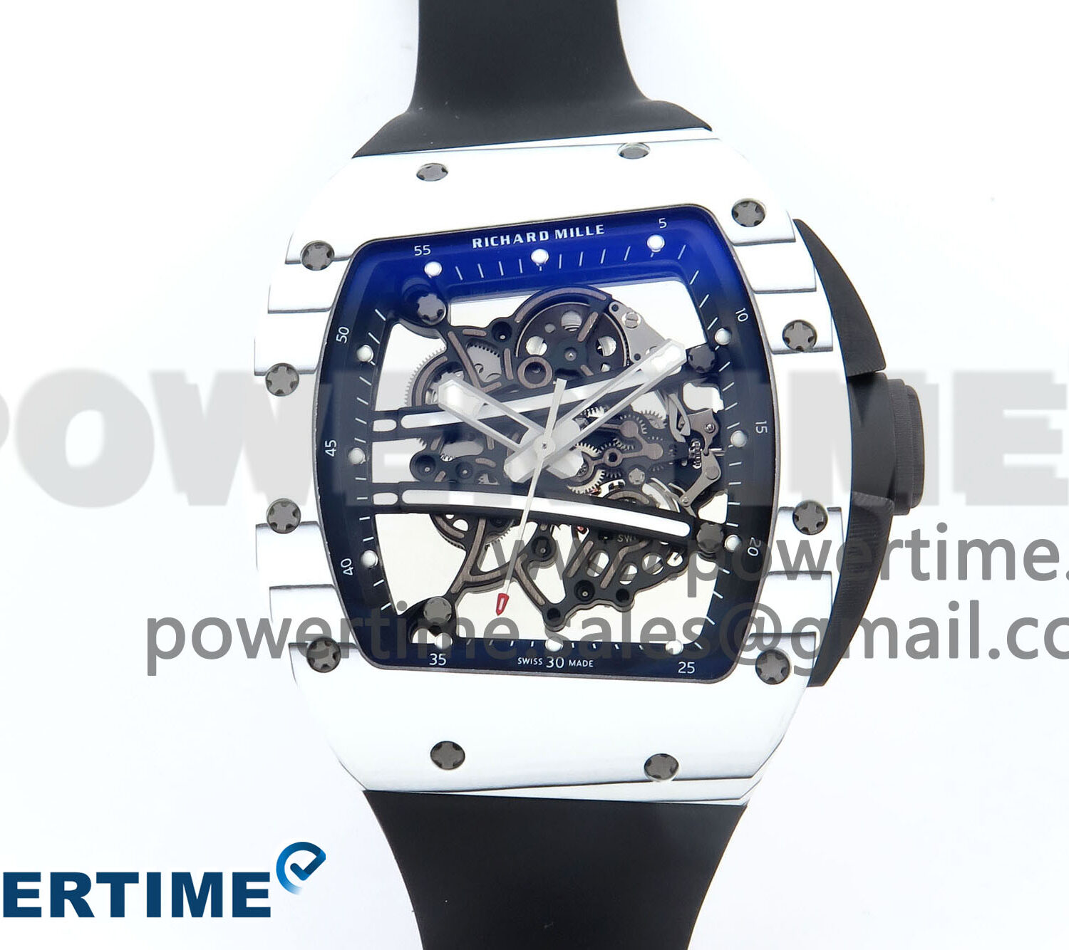 RM61-01 Yohan Blake White NTPT APSF 1:1 Best Edition on Black Rubber Strap RMUL2 Super Clone