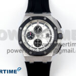 Royal Oak Offshore 44mm SS TKF 1:1 Best Edition White Dial on Black Rubber Strap A3126