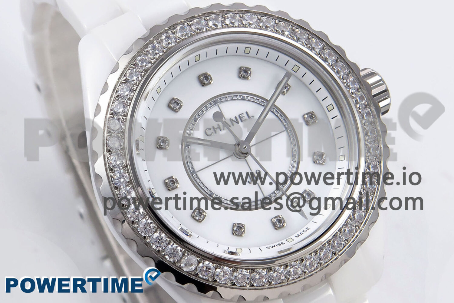 J13 33mm XF 1:1 Best Edition White Korea Ceramic White Diamonds Dial Diamonds Bezel on Bracelet Swiss Quartz - Image 2