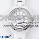 J13 33mm XF 1:1 Best Edition White Korea Ceramic White Diamonds Dial Diamonds Bezel on Bracelet Swiss Quartz