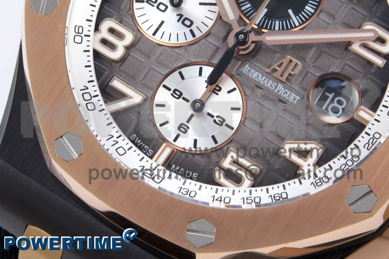 Royal Oak Offshore 44mm Black Ceramic TKF 1:1 Best Edition Gray Dial RG Bezel on Black Rubber Strap A3126 - Image 5