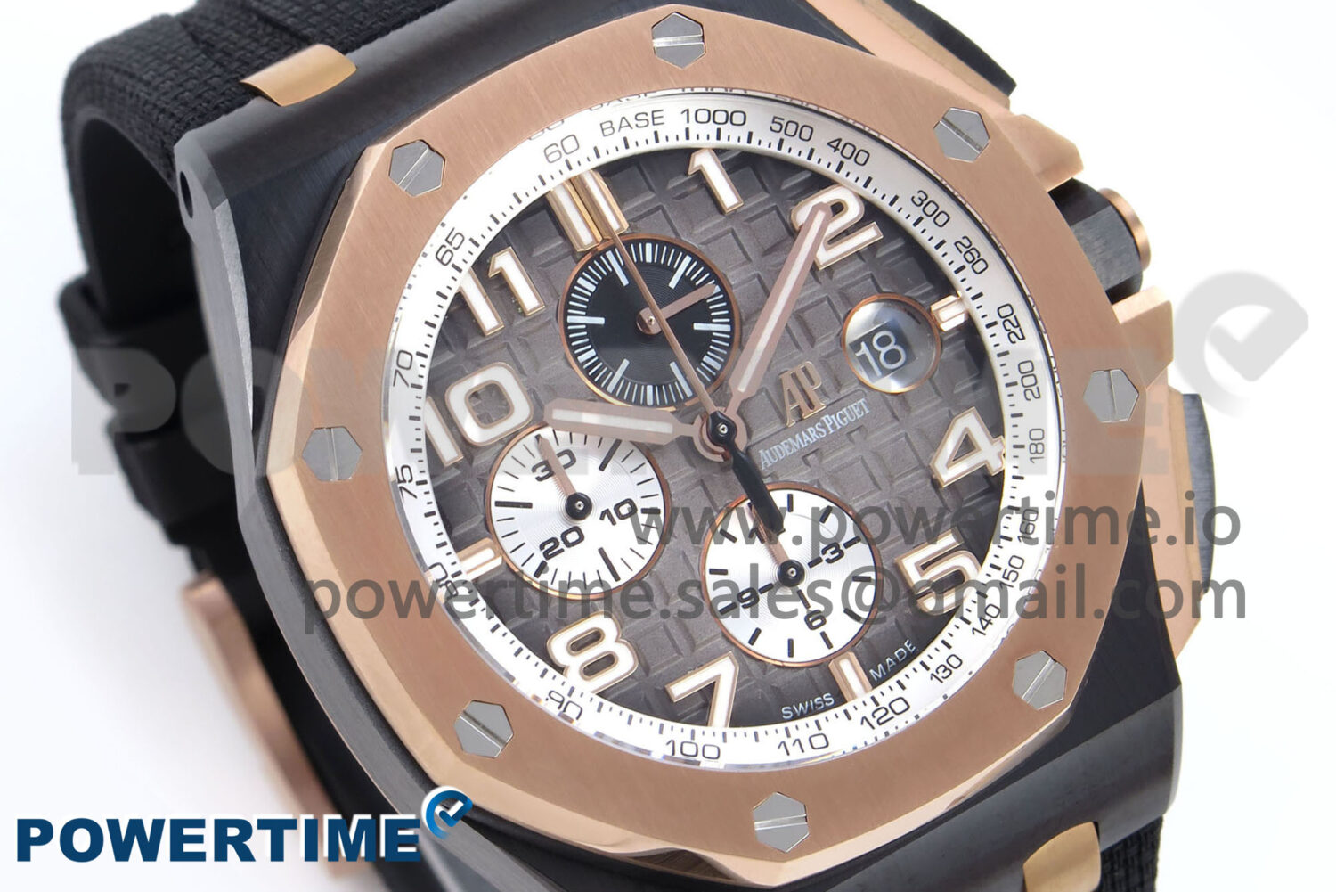 Royal Oak Offshore 44mm Black Ceramic TKF 1:1 Best Edition Gray Dial RG Bezel on Black Rubber Strap A3126 - Image 2