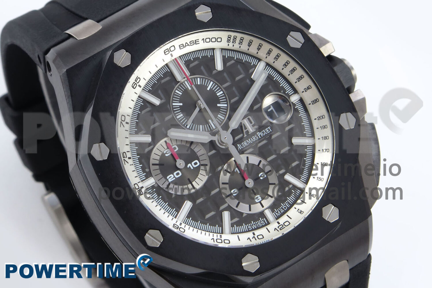 Royal Oak Offshore 44mm Black Ceramic SS TKF 1:1 Best Edition Gray Dial on Black Rubber Strap A3126 - Image 2