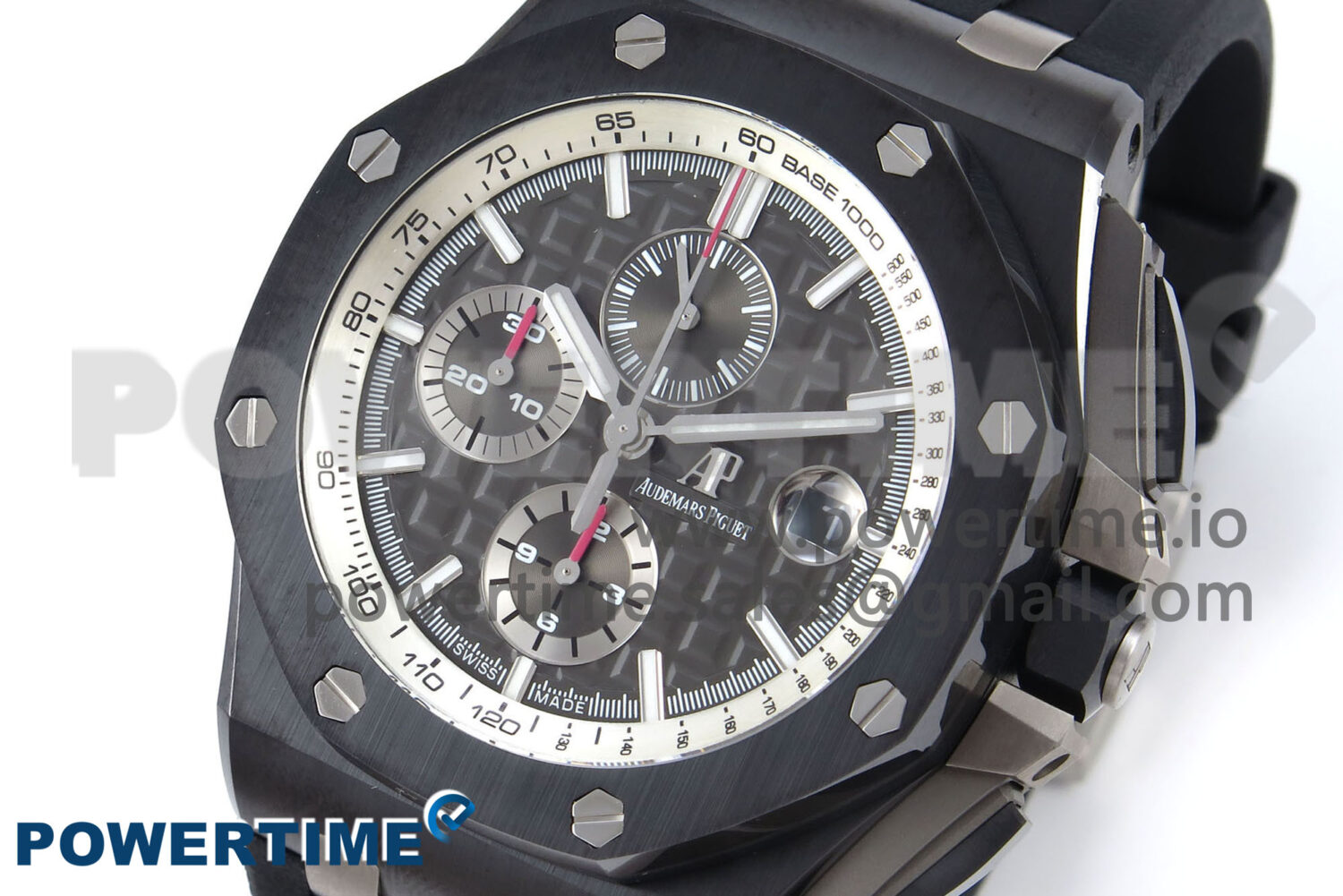 Royal Oak Offshore 44mm Black Ceramic SS TKF 1:1 Best Edition Gray Dial on Black Rubber Strap A3126 - Image 3