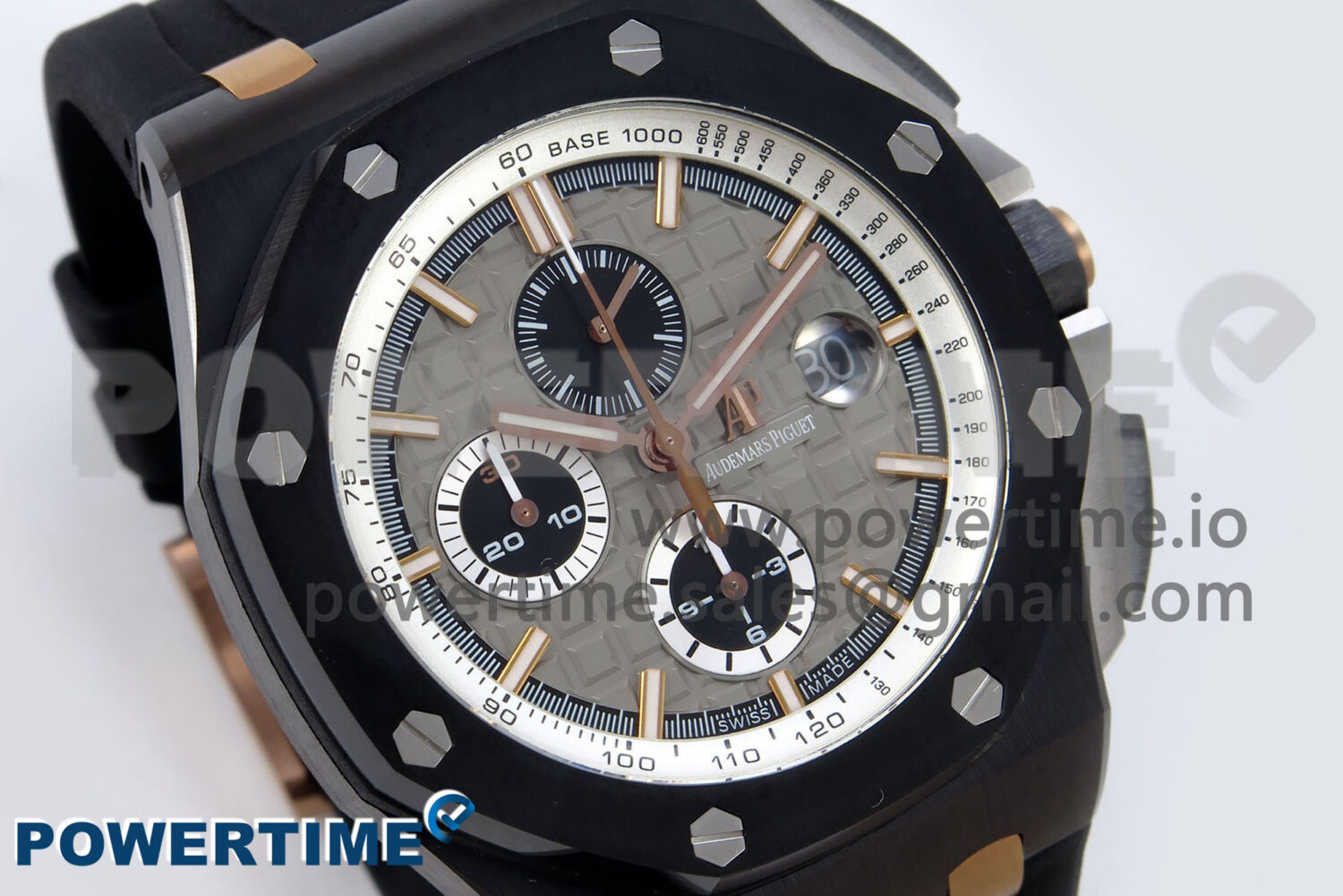 Royal Oak Offshore 44mm Black Ceramic RG TKF 1:1 Best Edition Gray Dial on Black Rubber Strap A3126 - Image 2