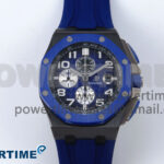 Royal Oak Offshore 44mm Black Ceramic TKF 1:1 Best Edition Blue Dial on Blue Rubber Strap A3126
