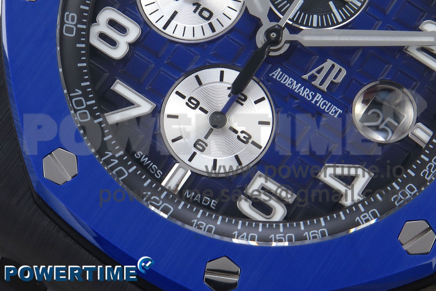 Royal Oak Offshore 44mm Black Ceramic TKF 1:1 Best Edition Blue Dial on Blue Rubber Strap A3126 - Image 5