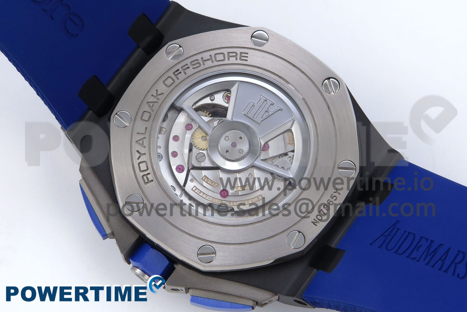 Royal Oak Offshore 44mm Black Ceramic TKF 1:1 Best Edition Blue Dial on Blue Rubber Strap A3126 - Image 8