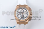 Royal Oak Offshore 44mm RG TKF 1:1 Best Edition White Dial on White Rubber Strap A3126
