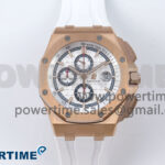 Royal Oak Offshore 44mm RG TKF 1:1 Best Edition White Dial on White Rubber Strap A3126