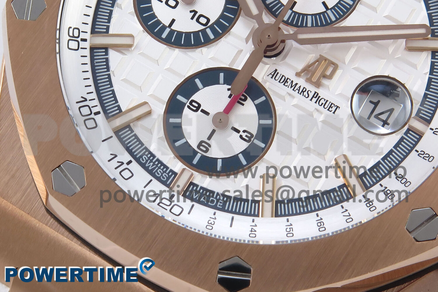 Royal Oak Offshore 44mm RG TKF 1:1 Best Edition White Dial on White Rubber Strap A3126 - Image 5