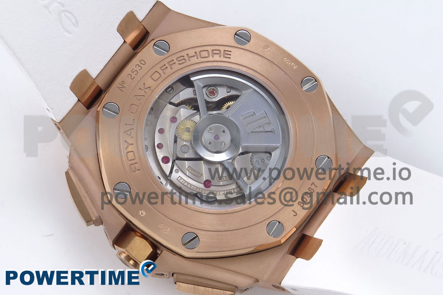 Royal Oak Offshore 44mm RG TKF 1:1 Best Edition White Dial on White Rubber Strap A3126 - Image 8