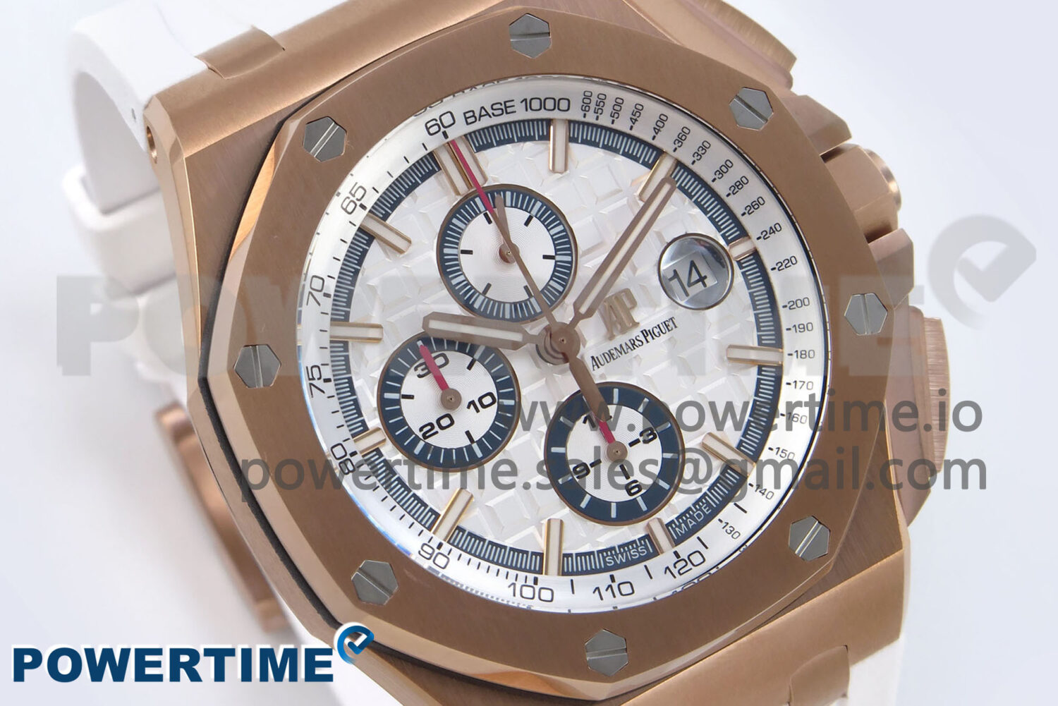 Royal Oak Offshore 44mm RG TKF 1:1 Best Edition White Dial on White Rubber Strap A3126 - Image 2