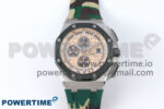 Royal Oak Offshore 44mm SS TKF 1:1 Best Edition Cream Dial on Green Camou Rubber Strap A3126