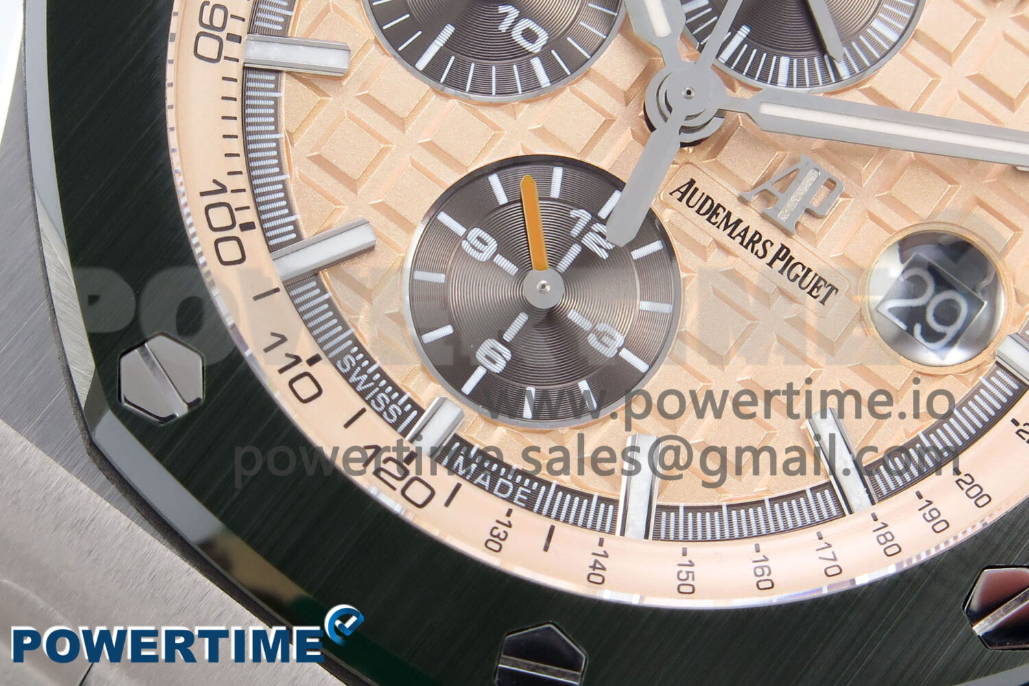Royal Oak Offshore 44mm SS TKF 1:1 Best Edition Cream Dial on Green Camou Rubber Strap A3126 - Image 5