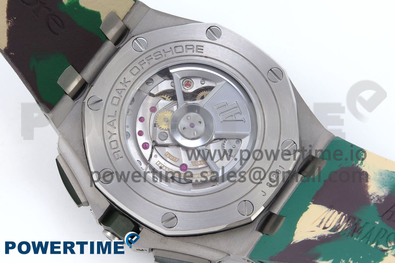 Royal Oak Offshore 44mm SS TKF 1:1 Best Edition Cream Dial on Green Camou Rubber Strap A3126 - Image 8
