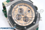 Royal Oak Offshore 44mm SS TKF 1:1 Best Edition Cream Dial on Green Camou Rubber Strap A3126 - Image 2
