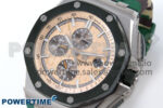 Royal Oak Offshore 44mm SS TKF 1:1 Best Edition Cream Dial on Green Camou Rubber Strap A3126 - Image 3