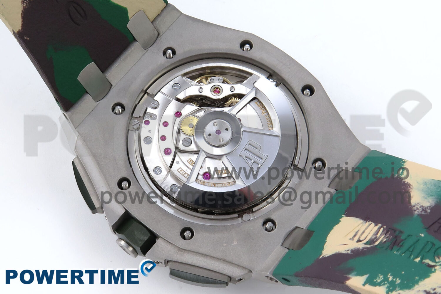 Royal Oak Offshore 44mm SS TKF 1:1 Best Edition Cream Dial on Green Camou Rubber Strap A3126 - Image 12