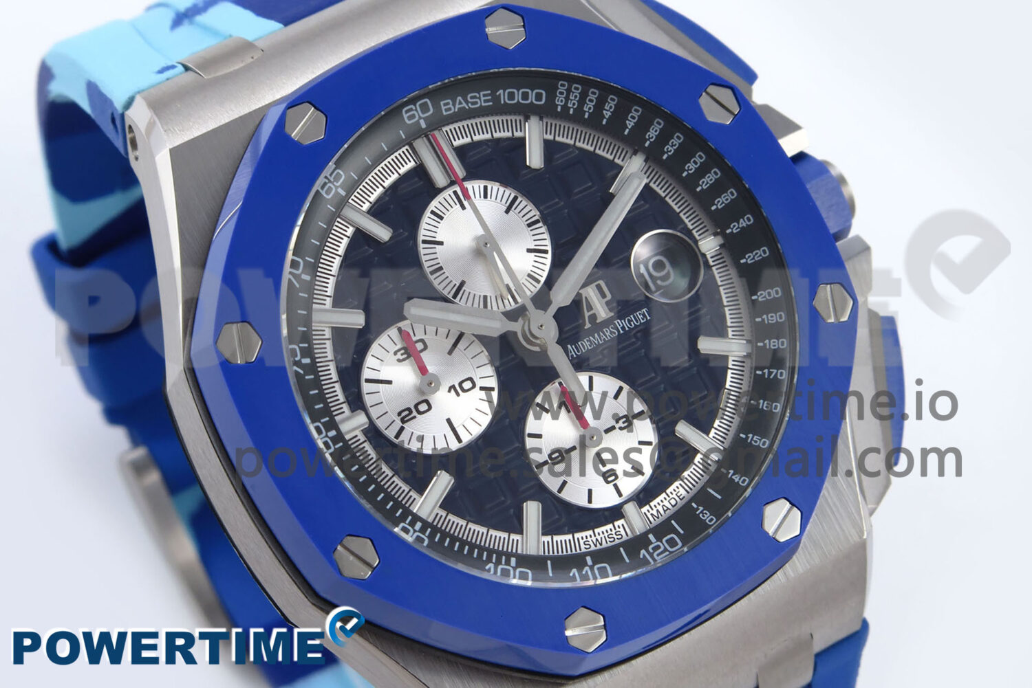 Royal Oak Offshore 44mm SS TKF 1:1 Best Edition Blue Dial on Blue Camou Rubber Strap A3126 - Image 2