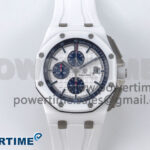 Royal Oak Offshore 44mm White Ceramic TKF 1:1 Best Edition White Dial on White Rubber Strap A3126