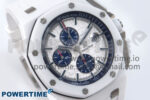 Royal Oak Offshore 44mm White Ceramic TKF 1:1 Best Edition White Dial on White Rubber Strap A3126 - Image 2