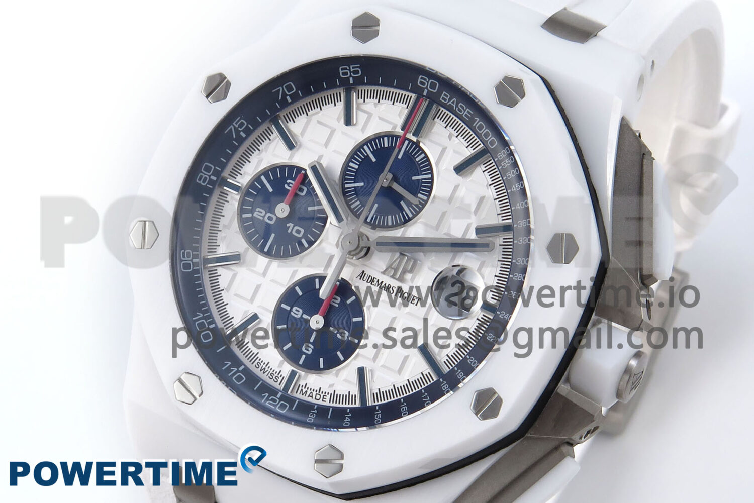 Royal Oak Offshore 44mm White Ceramic TKF 1:1 Best Edition White Dial on White Rubber Strap A3126 - Image 3