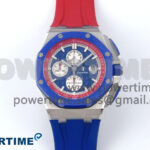 Royal Oak Offshore 44mm SS TKF 1:1 Best Edition Blue/Red Dial on Blue/Red Rubber Strap A3126