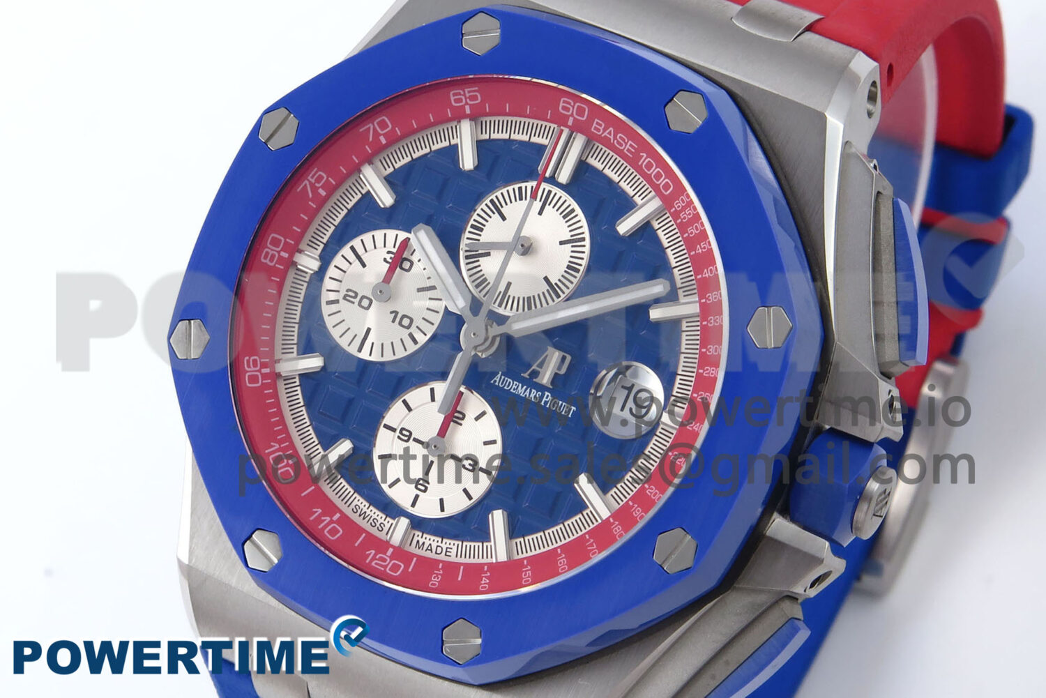Royal Oak Offshore 44mm SS TKF 1:1 Best Edition Blue/Red Dial on Blue/Red Rubber Strap A3126 - Image 3