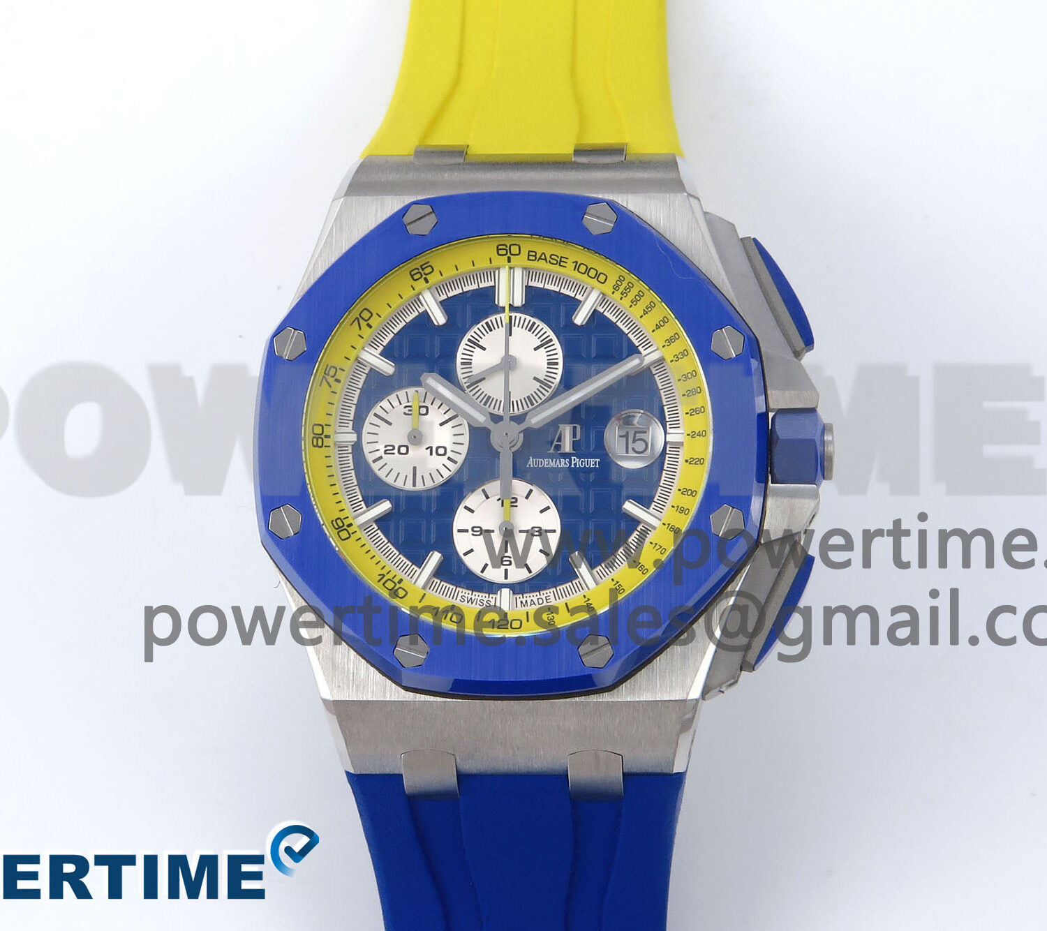 Royal Oak Offshore 44mm SS TKF 1:1 Best Edition Blue/Yellow Dial on Blue/Yellow Rubber Strap A3126